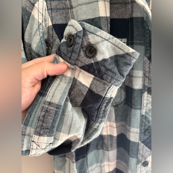 Five Brothers Button Up Long Sleeve Flannel Womans SZ XL Blue Plaid Pockets Fall - Picture 3 of 9